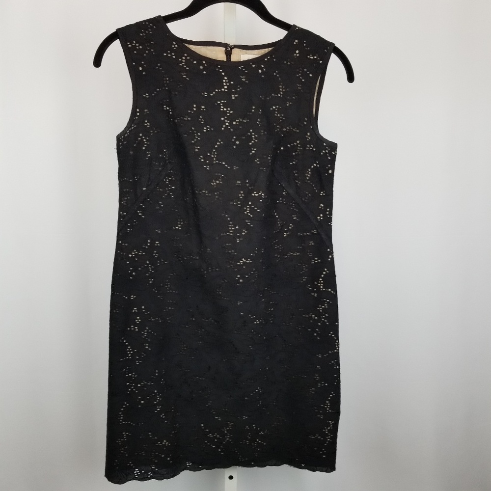 Ann Taylor Loft Sleeveless Black Eyelet Dress